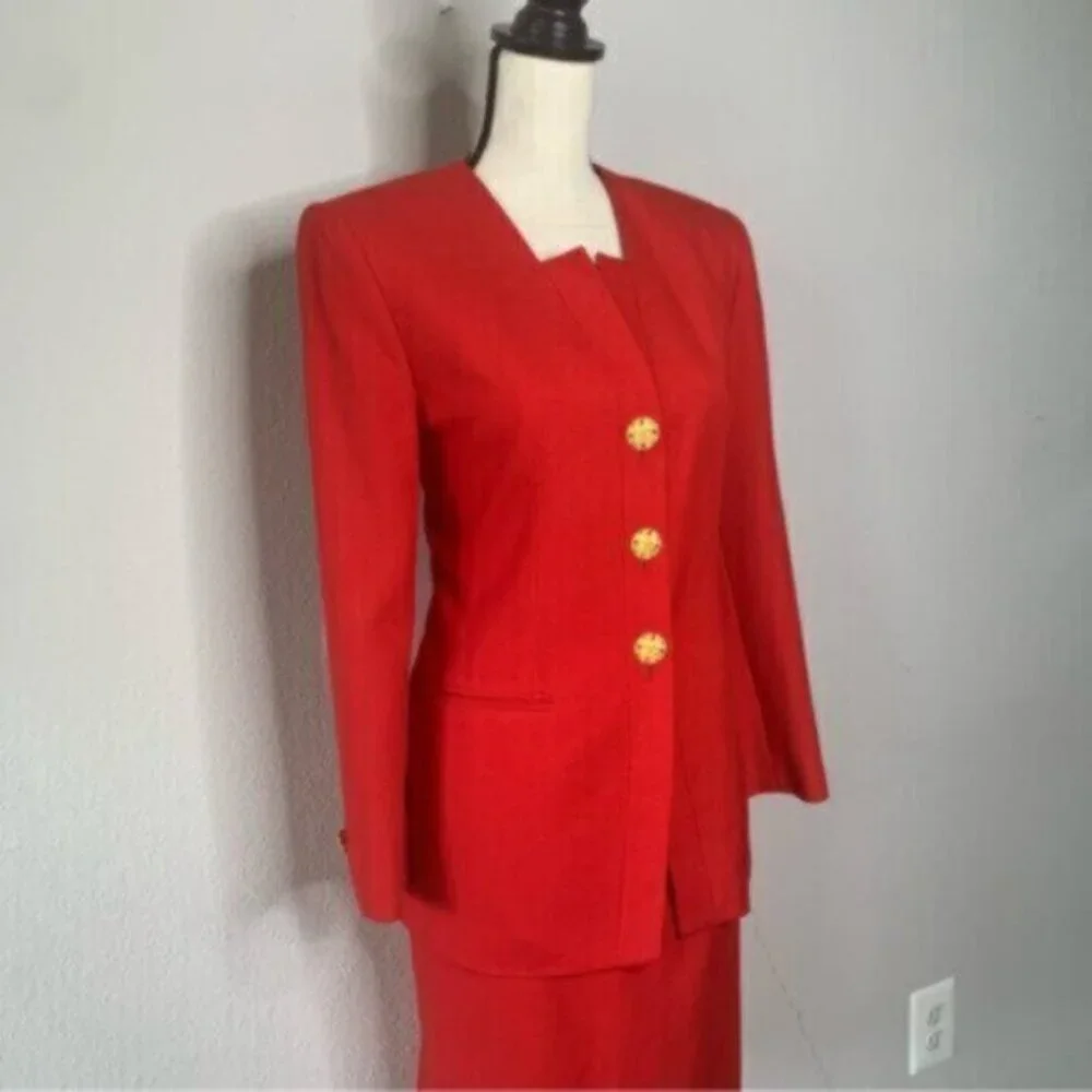 Stirling Cooper Red Vintage Two Piece Skirt Suit Set